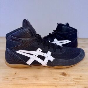 ASICS Matflex 6 Wrestling Shoes‎ Men's 10.5 Black White Gum Sole Boxing Training